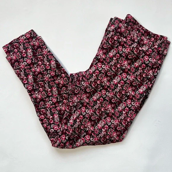 cigarette trousers pink Pink Floral Print Pattern Cigarette Trousers Pants Stretchy Fitted Pant  Summer 6